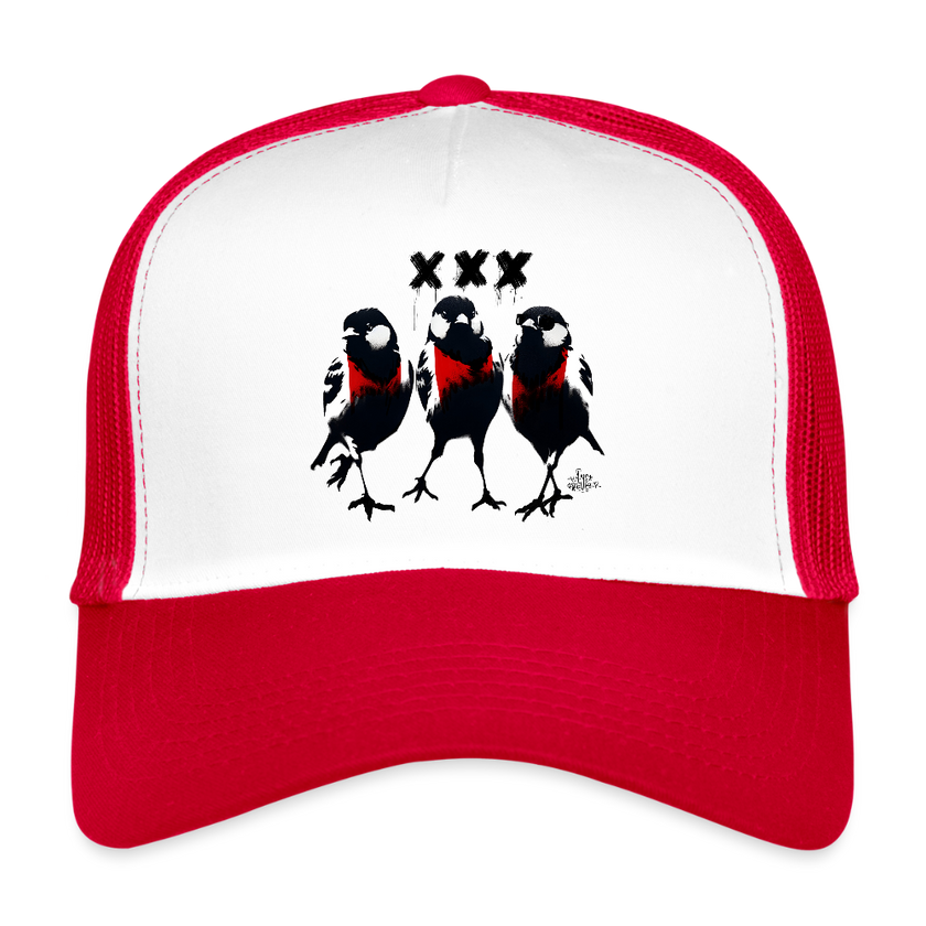 Three Little Birds. Trucker Cap - wit/rood