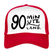 90 minuten lang. Zwarte letters. Trucker Cap - wit/rood