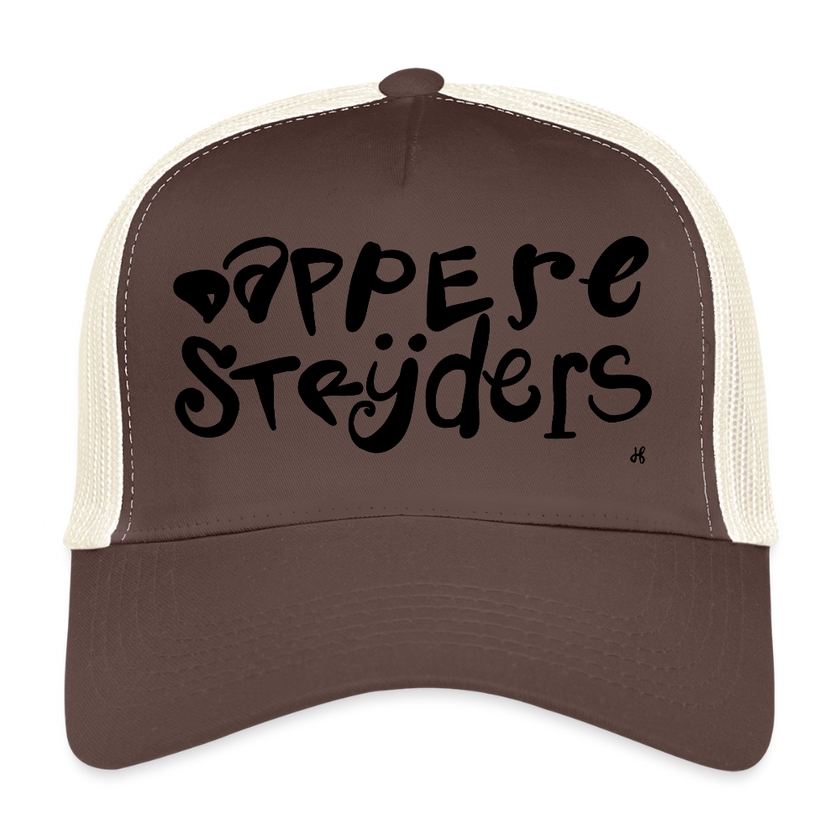 Dappere Strijders. Zwarte letters.Trucker Cap - bruin/beige