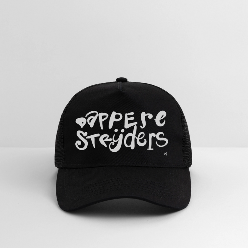 Dappere Strijders. Witte letters. Trucker Cap - zwart/zwart
