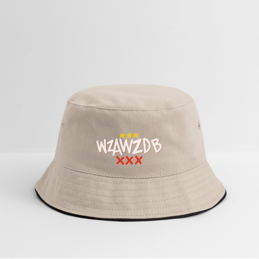 WZAWZDB. Witte letters. Vissershoed - kaki/zwart