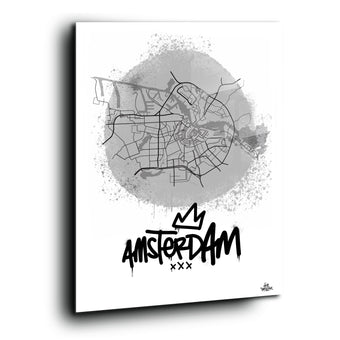Stadsplattegrond poster van Amsterdam streetart stijl